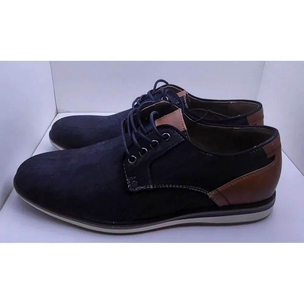 New Madden M-Dynamo Black/Navy Denim Dress Shoes Mens‎ - Size 9